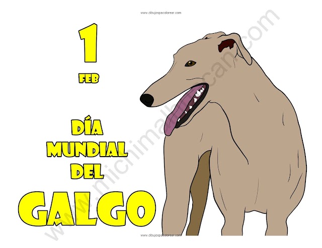 Dia Mundial del Galgo dibujo a color y para colorear